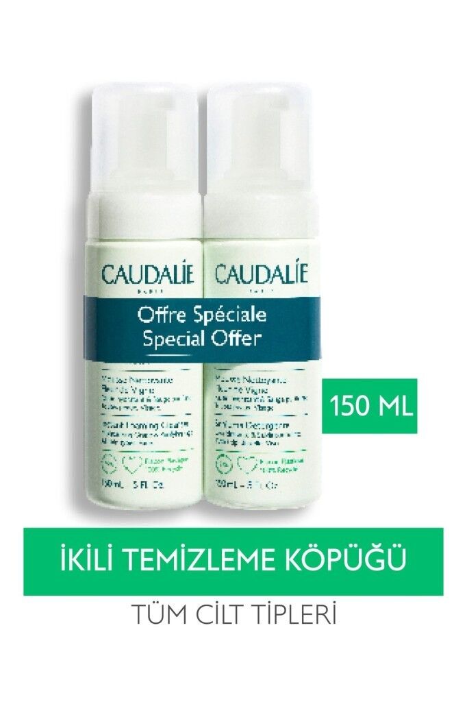 Caudalie Instant Foaming Cleanser 2 x 150 ml - Tüm Cilt Tipleri Için Temizleme Köpüğü - İkincisi %50 İndirimli