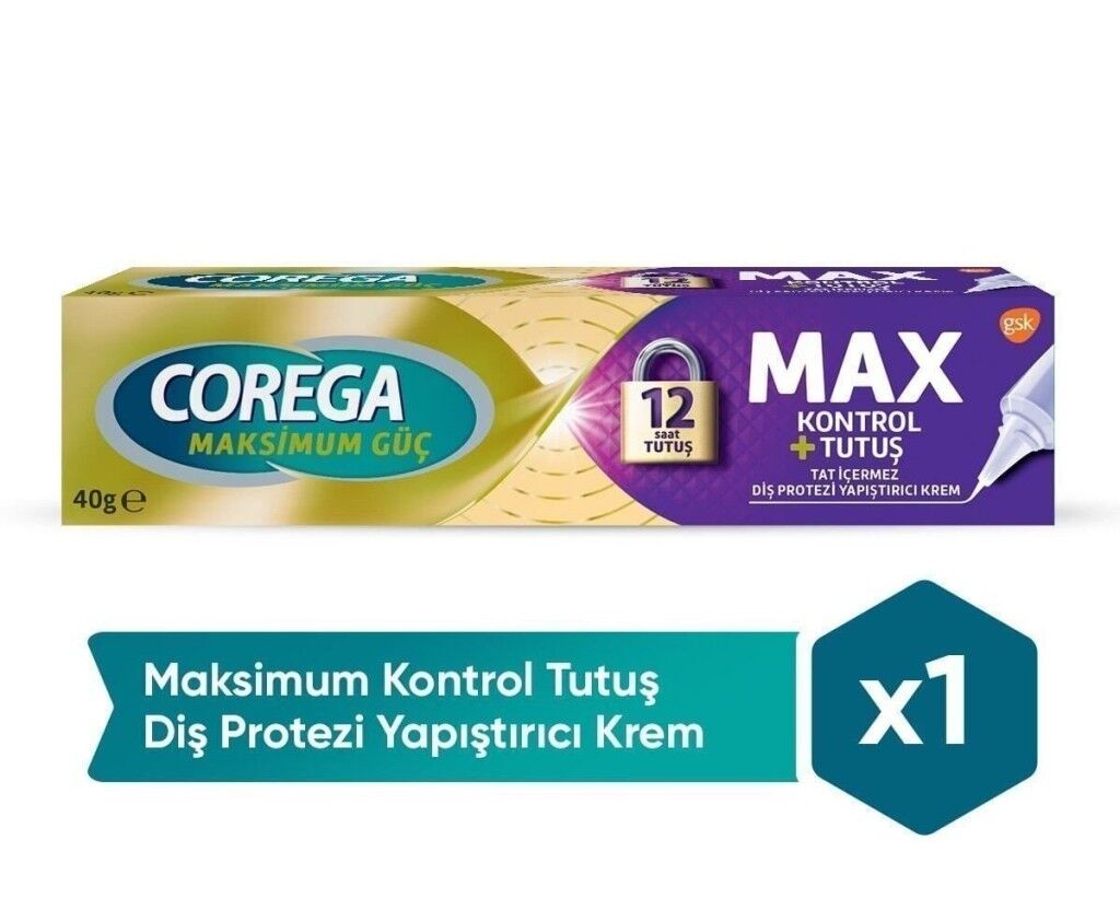Corega Maksimum Güç Kontrol + Tutuş Diş Protezi Yapıştırıcı Krem 40 gr SKT:03.27