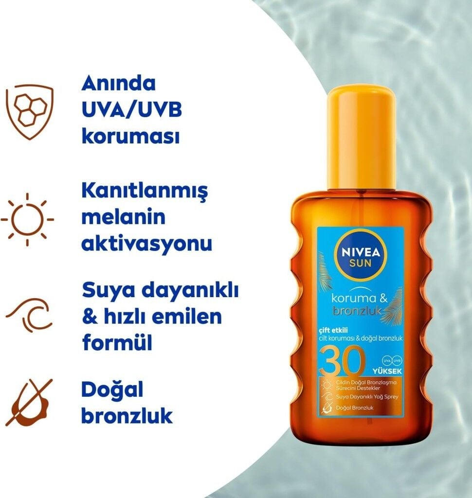 Nivea Sun Güneş Yağı Koruma & Bronzluk Arttırıcı SPF30 200 ml