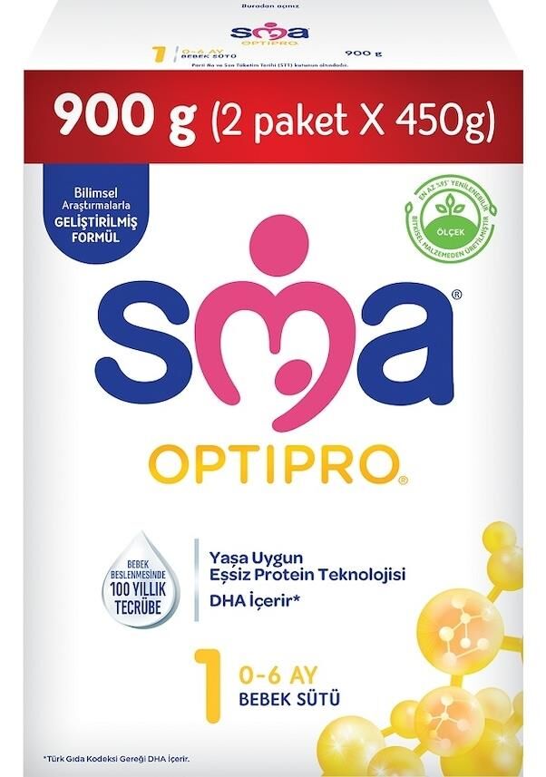 SMA Optipro 1 Devam Sütü 450 gr 2'li SKT:05.26