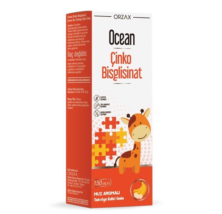 Ocean Çinko Bisglisinat Şurup Muz Aromalı 150 ml SKT:11.26