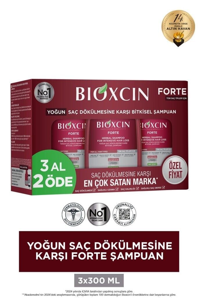 Bioxcin Forte Yoğun Saç Dökülmesine Karşı Bitkisel Şampuan 300 ml - 3 Al 2 Öde