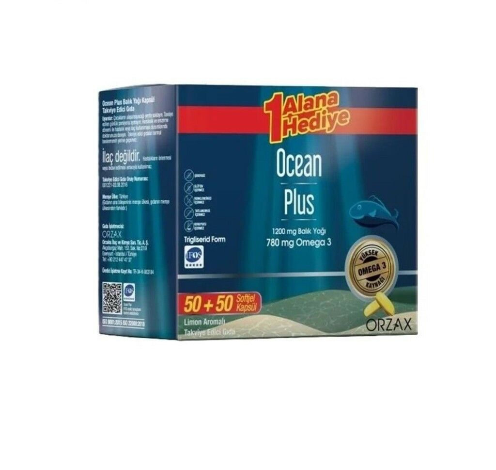 Orzax Ocean Plus 1200 mg 50+50 Softjel - 1 Alana 1 Bedava SKT:10.27