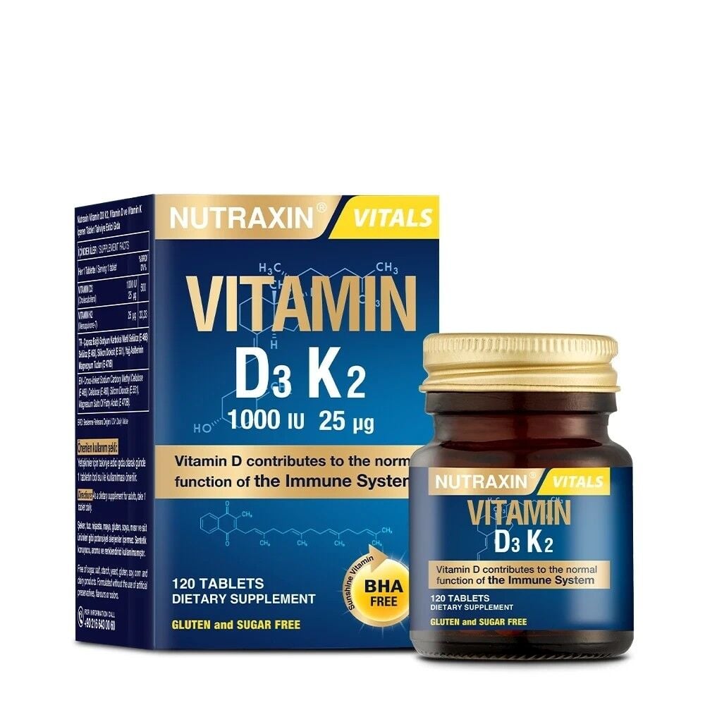 Nutraxin Vitamin D3K2 1000 IU 120 Tablet SKT:02.28