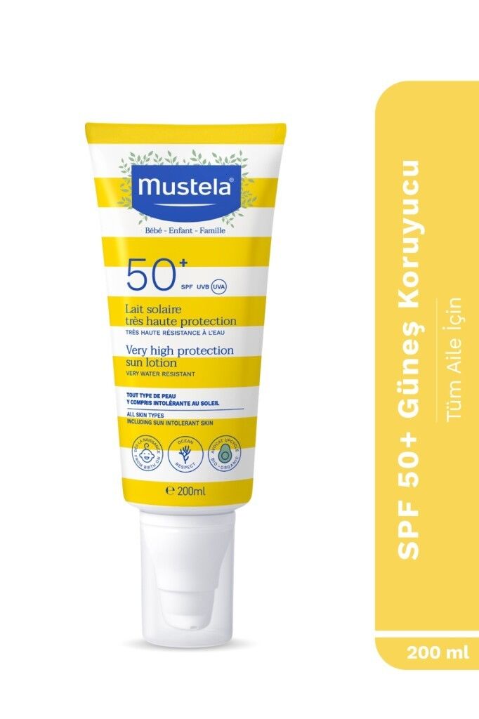 Mustela Yüksek Koruma Faktörlü Güneş Losyonu Tüm Aile İçin SPF50+ 200 ml SKT:09.26