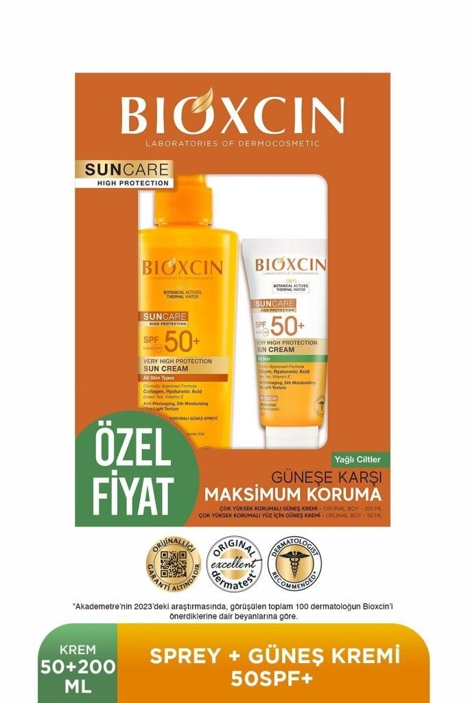 Bioxcin Suncare Yağlı  Ciltler İçin Sprey 200 ml + Krem 50 ml