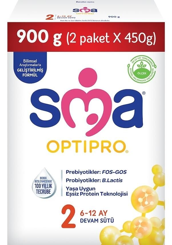 SMA Optipro 2 Devam Sütü 450 gr 2'li SKT:01.27