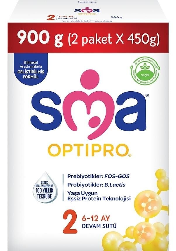 SMA Optipro 2 Devam Sütü 450 gr 2'li SKT:01.27