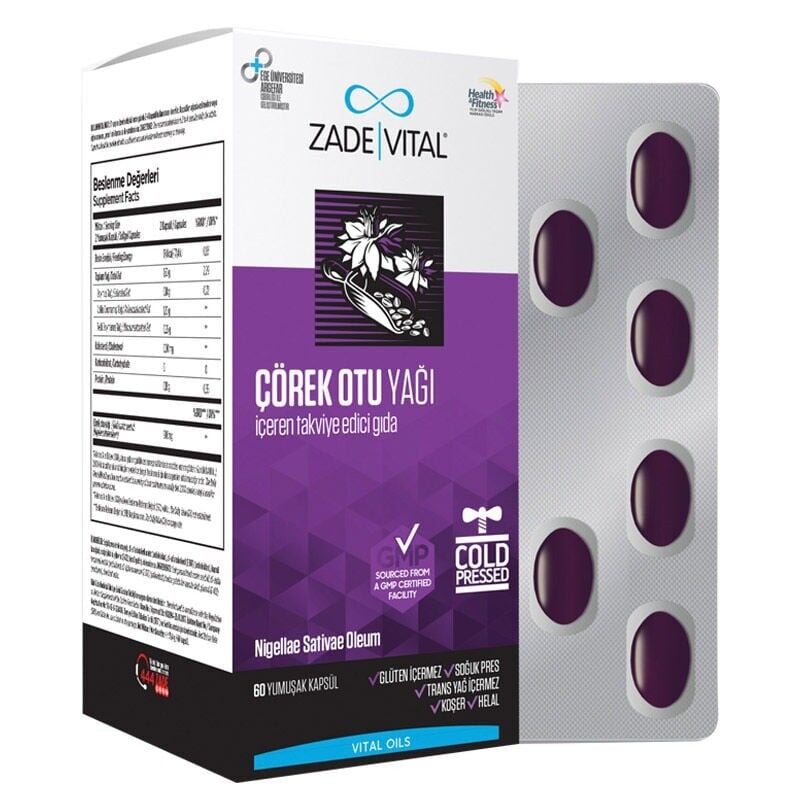 Zade Vital Çörek Otu Yağı 900 mg 60 Blister Kapsül SKT:07.28