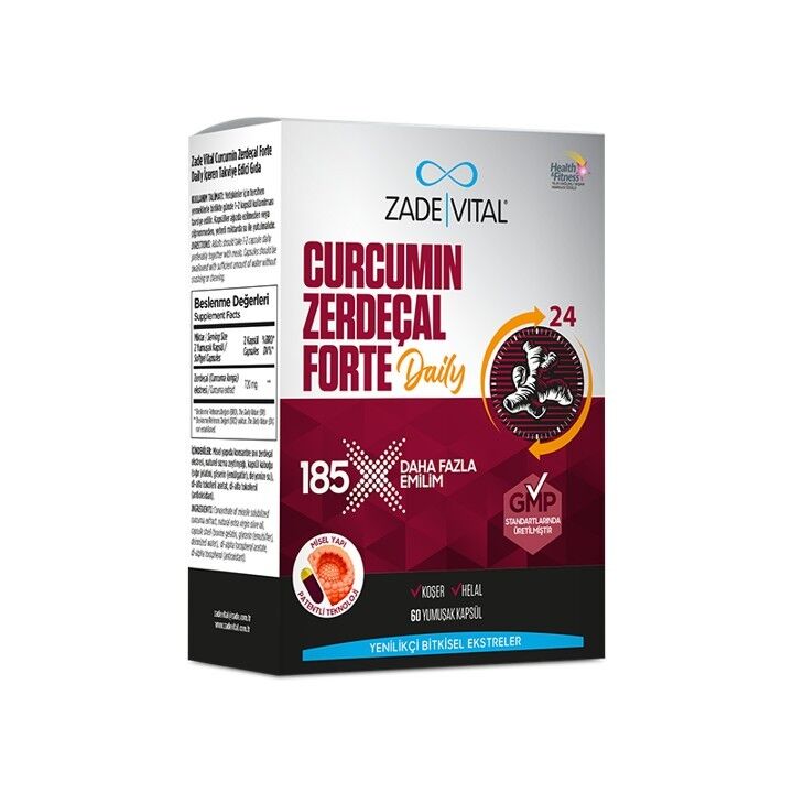 Zade Vital Curcumin Zerdeçal Forte Daily 60 Yumuşak Kapsül SKT:08.28