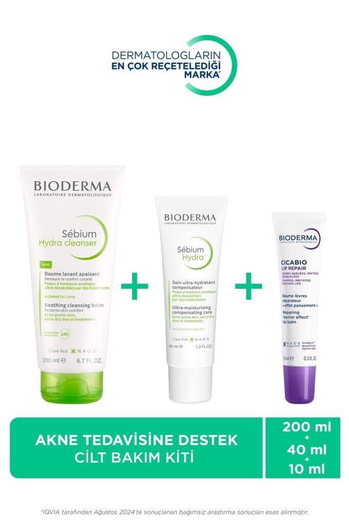 Bioderma Sebium İzokit Set - Sebium Hydra Cleanser 200 ml + Sebium Hydra 40 ml + Cicabio Lip Repair 10 ml